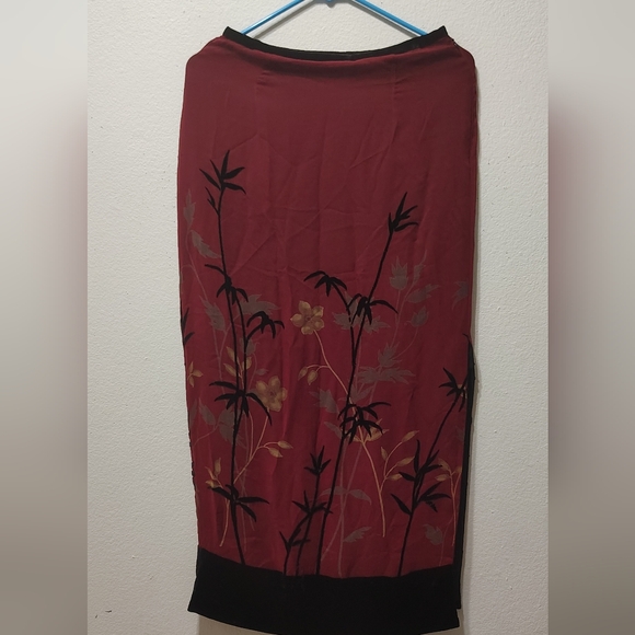Josephine Chaus Burgundy and Black Floral Maxi Skirt Size‎ 4 - Picture 1 of 12